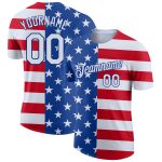 Custom 3D American Flag Performance T-Shirt in Royal White-Red, Style 8132 Custom Royal White-Red 3D American Flag Performance