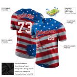 Custom 3D American Flag Performance T-Shirt in Royal White and Red Custom Royal White-Red 3D American Flag Performance T-Shirt