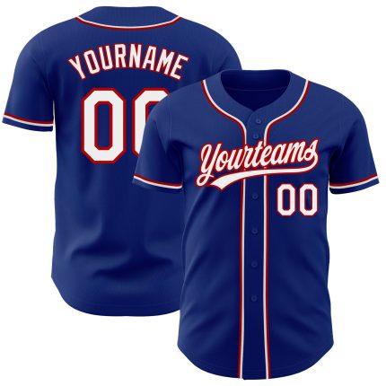 Authentic Custom White-Red Baseball Jersey for Fans | Premium Quality Jersey Custom Royal White-Red Authentic Baseball Jersey