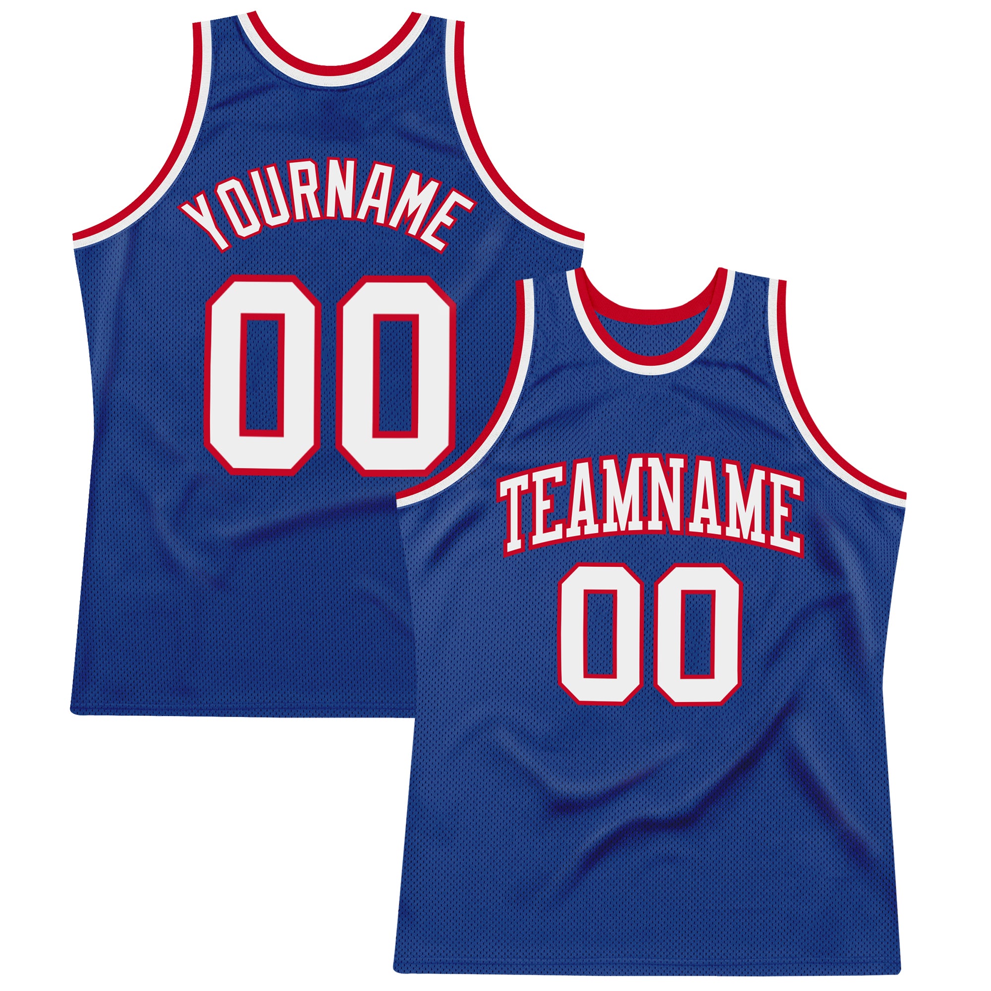 Custom White-Red Authentic Basketball Jersey - Personalized Throwback Style Custom Royal White-Red Authentic Throwback Basketball