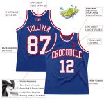 Custom White-Red Authentic Basketball Jersey - Personalized Throwback Style Custom Royal White-Red Authentic Throwback Basketball