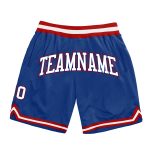 Custom Authentic Throwback Basketball Shorts - Royal White Red Design Custom Royal White-Red Authentic Throwback Basketball