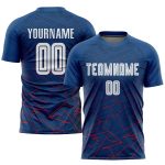 Custom White Red Away Sublimation Soccer Jersey - Personalized Soccer Uniform Custom Royal White-Red Away Sublimation Soccer