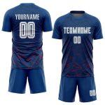 Custom White Red Away Sublimation Soccer Jersey - Personalized Soccer Uniform Custom Royal White-Red Away Sublimation Soccer
