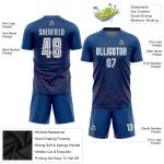 Custom White Red Away Sublimation Soccer Jersey - Personalized Soccer Uniform Custom Royal White-Red Away Sublimation Soccer