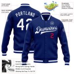Custom Bomber Jacket Royal White-Red Varsity Letterman Full-Snap Style 7057 Custom Royal White-Red Bomber Full-Snap Varsity