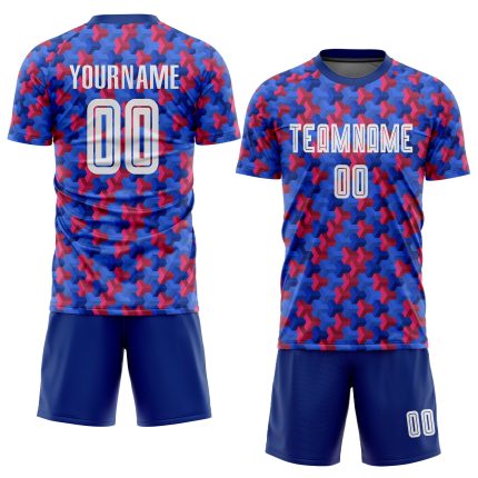 Custom Soccer Jersey - White and Red Home Uniform with Sublimation Design Custom Royal White-Red Home Sublimation Soccer