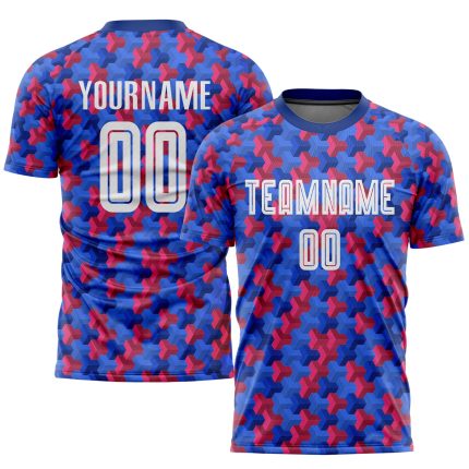 Custom Soccer Jersey - White and Red Home Uniform with Sublimation Design Custom Royal White-Red Home Sublimation Soccer