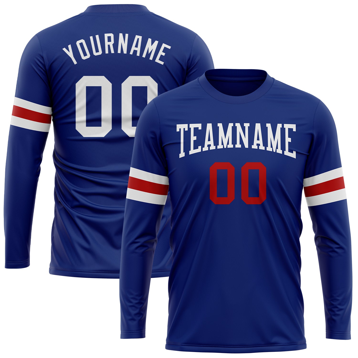 Custom Royal White-Red Long Sleeve Performance T-Shirt Custom Long Sleeve Performance T-Shirt in Royal White and Red Custom Royal White-Red Long Sleeve Performance T-Shirt