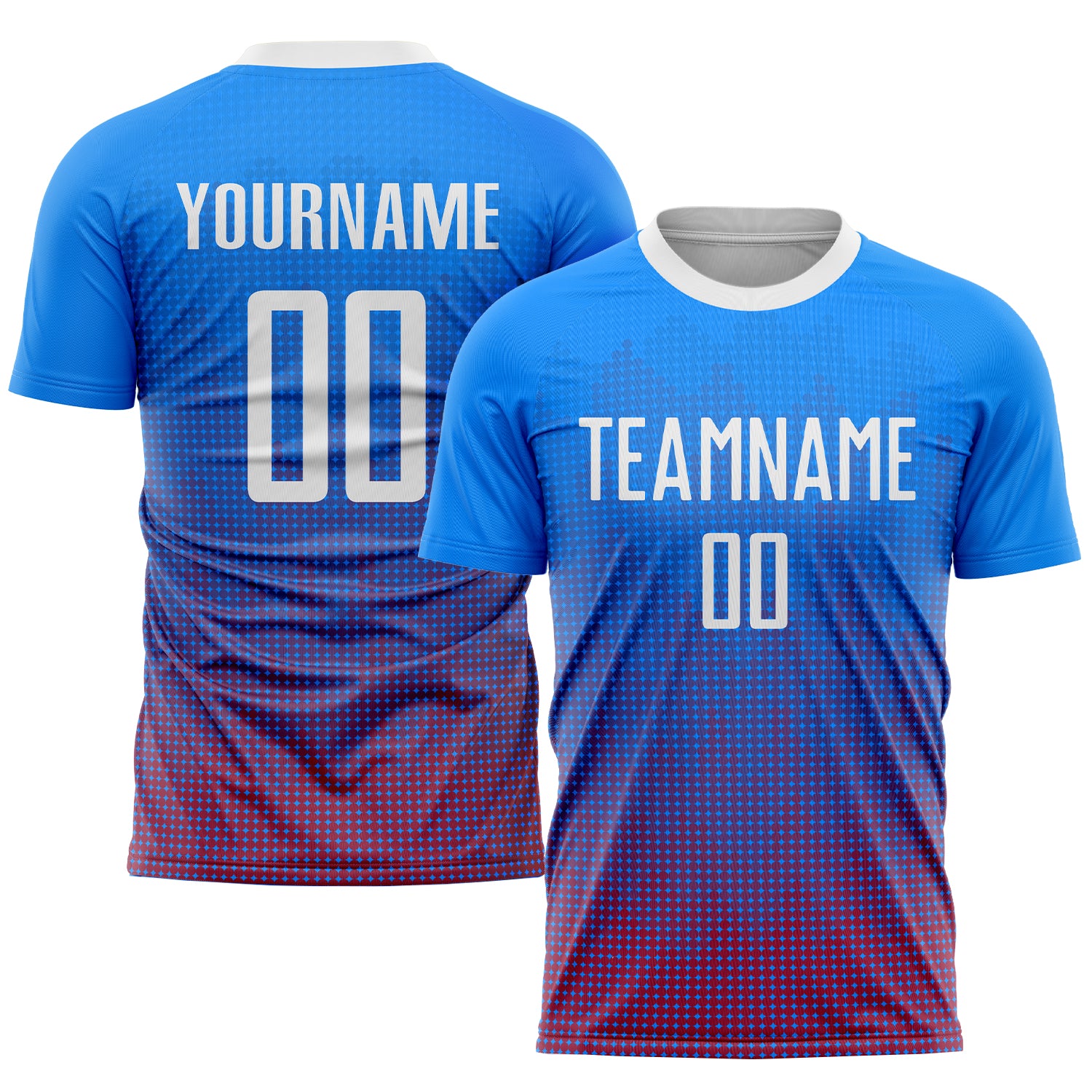 Custom Sublimation Soccer Jersey - Royal White-Red Uniform for Teams Custom Royal White-Red Sublimation Soccer Uniform Jersey