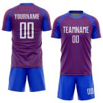 Custom Royal White Red Sublimation Soccer Jersey for Teams - Style 7521 Custom Royal White-Red Sublimation Soccer Uniform