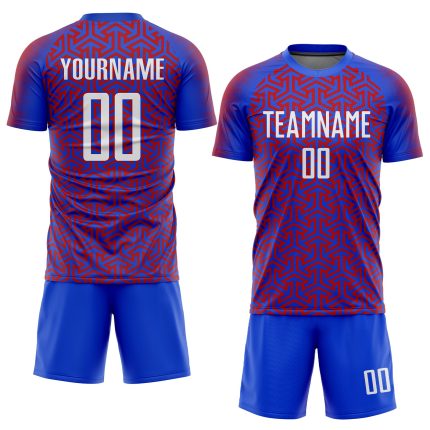 Custom Royal White Red Sublimation Soccer Jersey for Teams - Style 7521 Custom Royal White-Red Sublimation Soccer Uniform