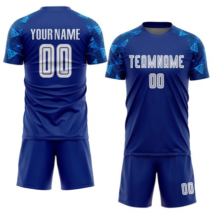 Custom Royal White Soccer Jersey - Personalized Sublimation Uniform for Team Sports Custom Royal White Sublimation Soccer