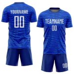 Custom White Soccer Jersey Sublimation Uniform - Team Style 9255 Custom Royal White Sublimation Soccer Uniform Jersey Style