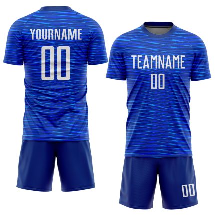 Custom White Soccer Jersey Sublimation Uniform - Team Style 9255 Custom Royal White Sublimation Soccer Uniform Jersey Style