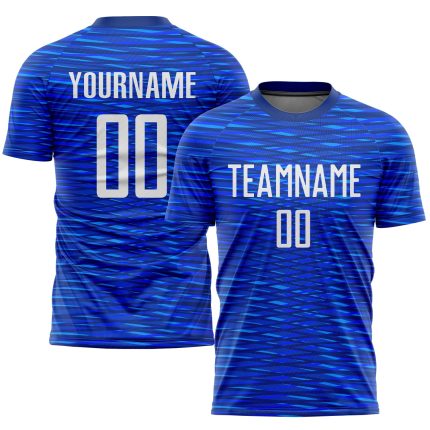 Custom White Soccer Jersey Sublimation Uniform - Team Style 9255 Custom Royal White Sublimation Soccer Uniform Jersey Style