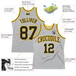 Custom Basketball Jersey Silver Gray Black Gold Authentic Throwback Design Custom Silver Gray Black-Gold Authentic Throwback