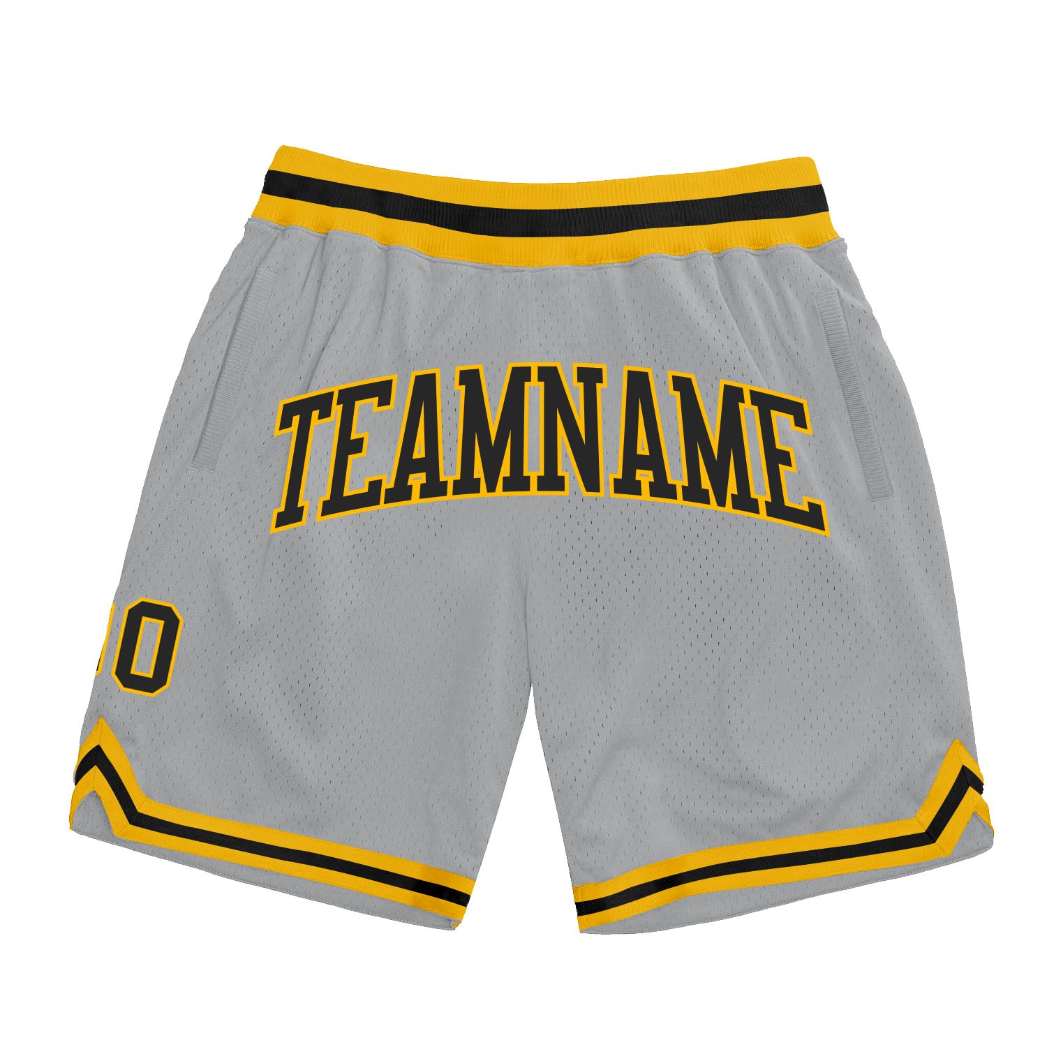 Gray Black Gold Authentic Custom Basketball Shorts - Throwback Style Custom Silver Gray Black-Gold Authentic Throwback Basketball