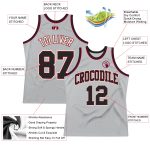 Custom Basketball Jersey - Authentic Silver Gray Black Maroon Throwback Custom Silver Gray Black-Maroon Authentic Throwback