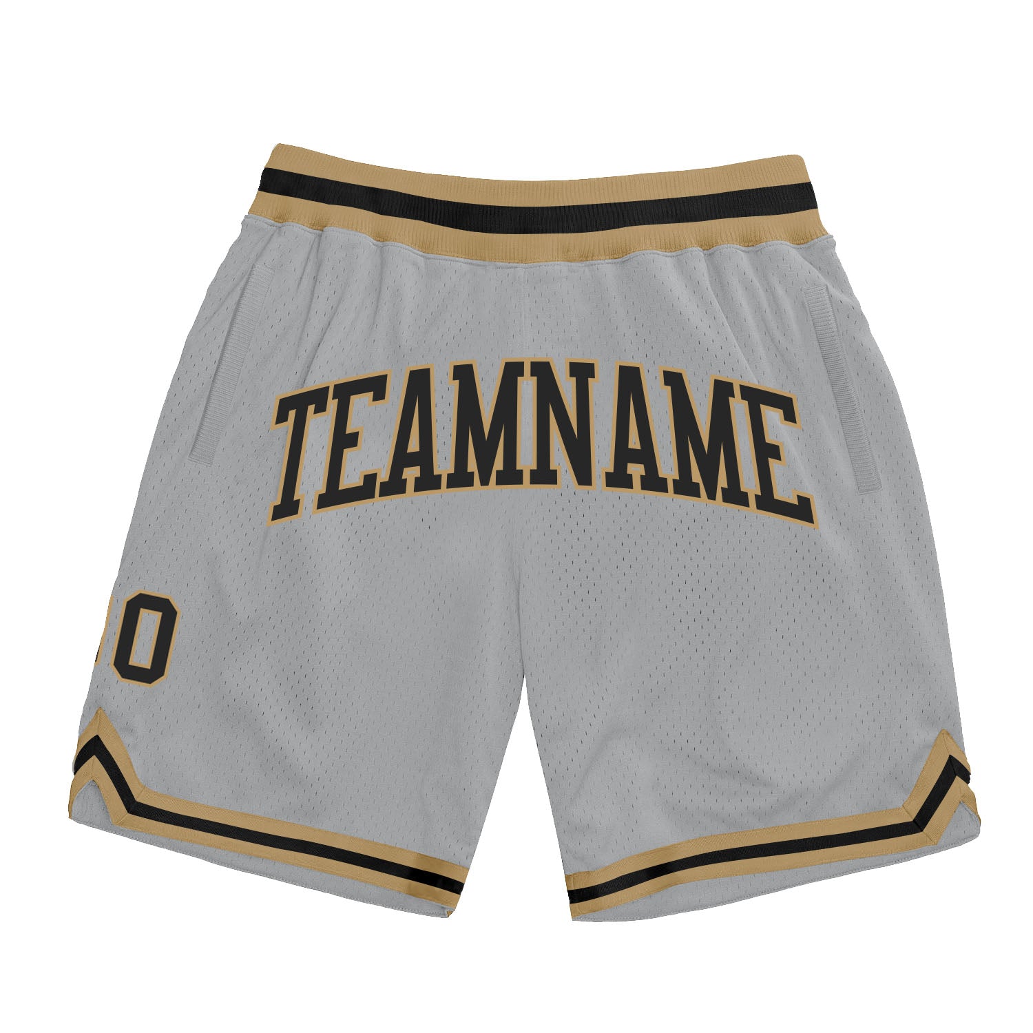 Custom Silver Gray Black-Old Gold Authentic Throwback Basketball Shorts Authentic Custom Basketball Shorts in Silver Gray Black and Old Gold - Throwback Style Custom Silver Gray Black-Old Gold