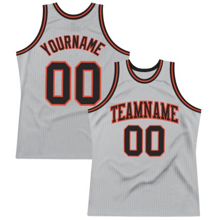 Custom Basketball Jersey - Silver Gray Black Orange Authentic Throwback Design Custom Silver Gray Black-Orange Authentic