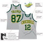 Custom Authentic Basketball Jersey Silver Gray Green Gold Throwback Style Custom Silver Gray Green-Gold Authentic Throwback