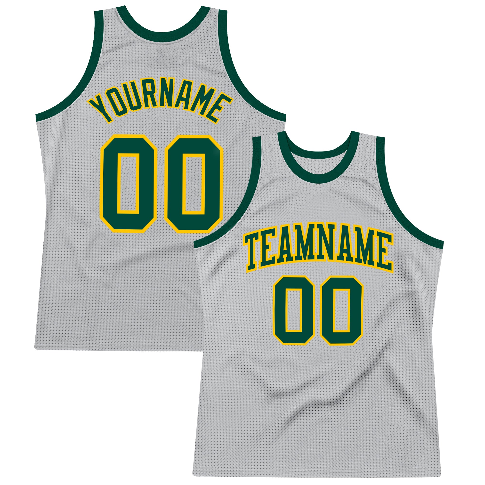 Custom Authentic Basketball Jersey Silver Gray Green Gold Throwback Style Custom Silver Gray Green-Gold Authentic Throwback