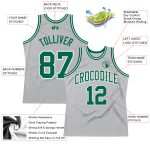 Silver Gray Custom Basketball Jersey - Kelly Green and White Authentic Throwback Design Custom Silver Gray Kelly Green-White