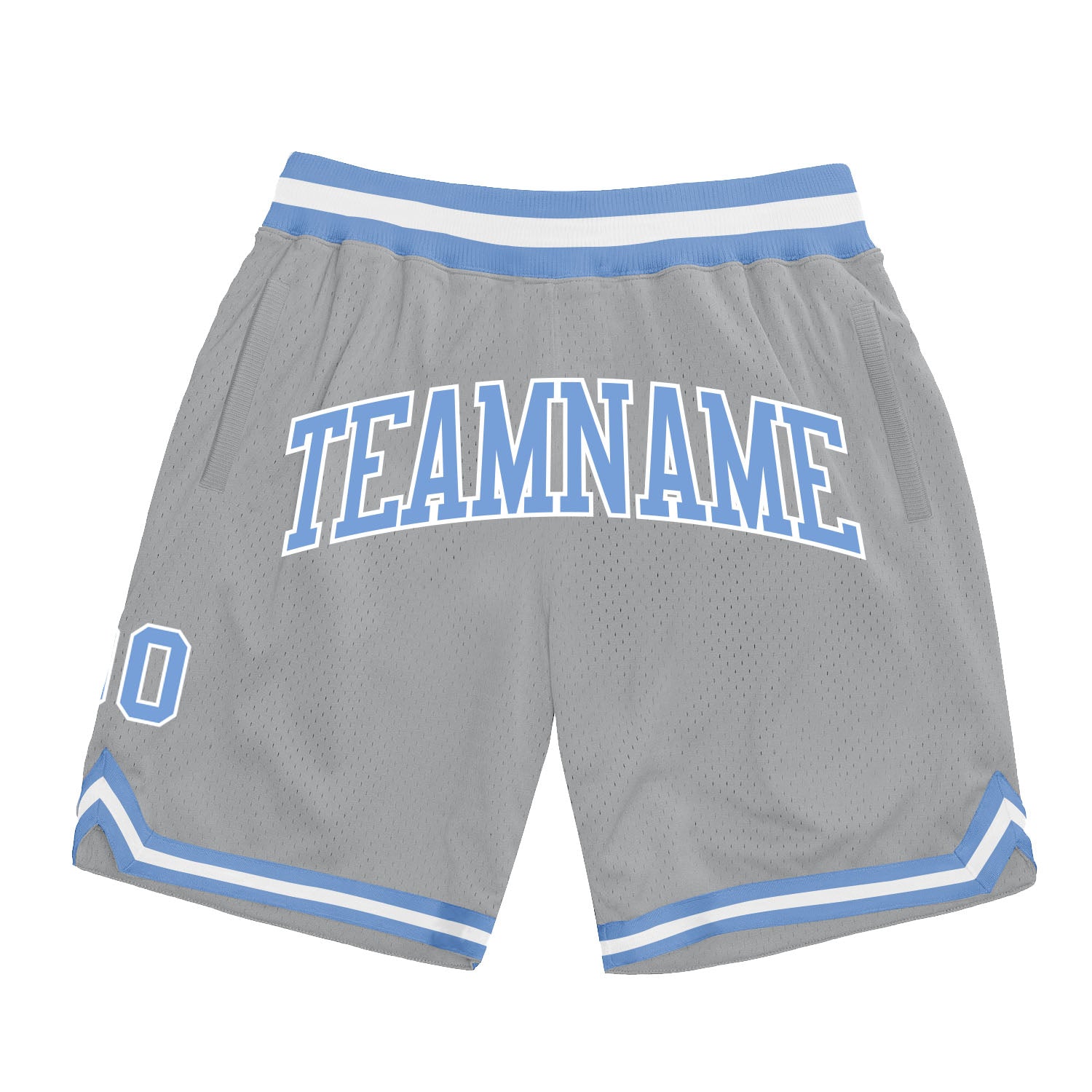 Silver Gray Light Blue White Authentic Basketball Shorts - Custom Throwback Design Custom Silver Gray Light Blue-White Authentic