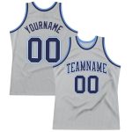 Custom Basketball Jersey - Authentic Silver Gray Navy-Light Blue Throwback Custom Silver Gray Navy-Light Blue Authentic Throwback