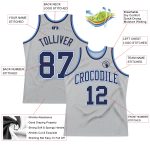 Custom Basketball Jersey - Authentic Silver Gray Navy-Light Blue Throwback Custom Silver Gray Navy-Light Blue Authentic Throwback