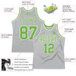 Silver Gray Neon Green White Custom Authentic Basketball Jersey Custom Silver Gray Neon Green-White Authentic Throwback Basketball