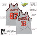 Custom Basketball Jersey - Authentic Silver Gray Orange Black Throwback Design Custom Silver Gray Orange-Black Authentic