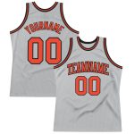Custom Basketball Jersey - Authentic Silver Gray Orange Black Throwback Design Custom Silver Gray Orange-Black Authentic