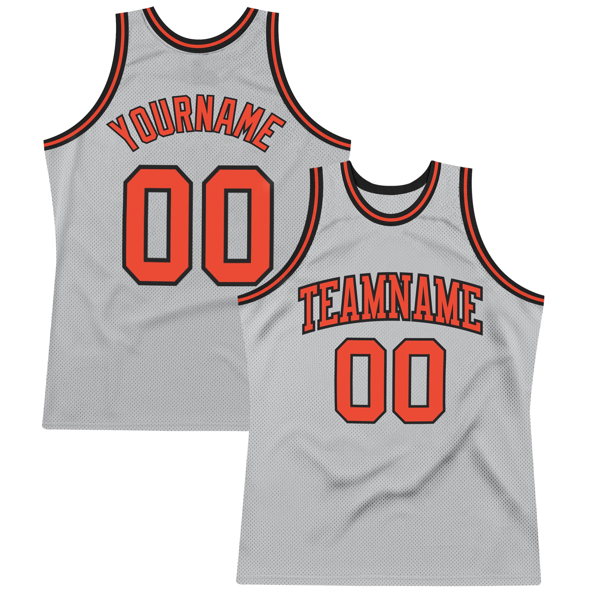 Custom Basketball Jersey - Authentic Silver Gray Orange Black Throwback Design Custom Silver Gray Orange-Black Authentic