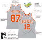 Authentic Throwback Basketball Jersey - Custom Silver Gray Orange White Color Custom Silver Gray Orange-White Authentic Throwback