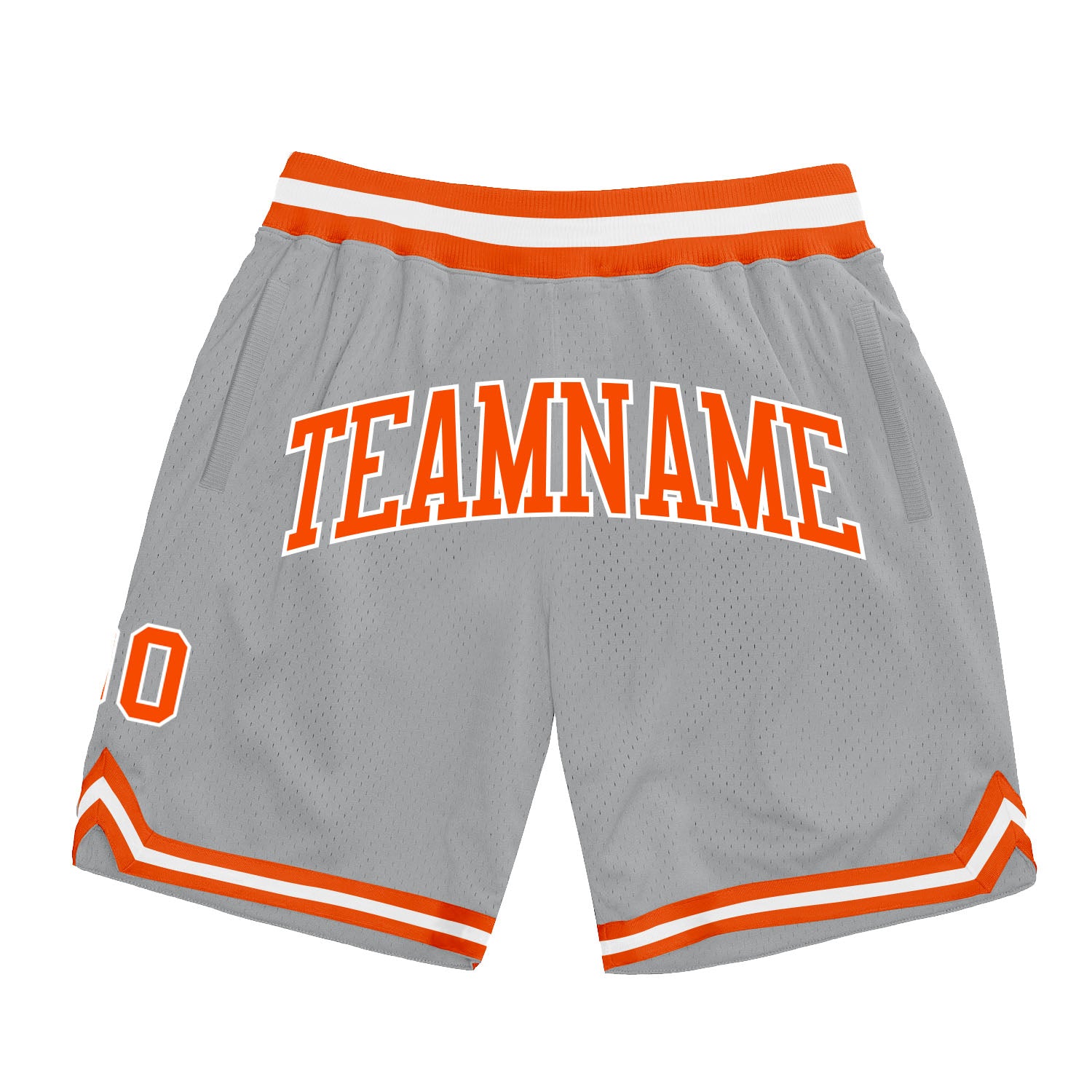 Silver Gray Orange-White Authentic Throwback Basketball Shorts - Custom Design Custom Silver Gray Orange-White Authentic