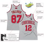 Authentic Custom Basketball Jersey in Silver Gray Red-Black, Style 4739 Custom Silver Gray Red-Black Authentic Throwback