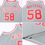 Custom Silver Gray Red-White Basketball Jersey | Authentic Throwback Design Custom Silver Gray Red-White Authentic Throwback