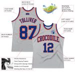 Custom Silver Gray Orange Basketball Jersey - Authentic Throwback Design Custom Silver Gray Royal-Orange Authentic Throwback