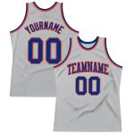 Custom Silver Gray Orange Basketball Jersey - Authentic Throwback Design Custom Silver Gray Royal-Orange Authentic Throwback