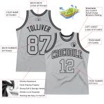 Authentic Silver Gray and Black Throwback Basketball Jersey - Custom Design Custom Silver Gray Silver Gray-Black Authentic