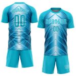 Custom Aqua Blue Soccer Jersey - Sky Blue Sublimation Uniform for Teams Custom Sky Blue Aqua Blue-White Sublimation Soccer