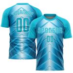 Custom Aqua Blue Soccer Jersey - Sky Blue Sublimation Uniform for Teams Custom Sky Blue Aqua Blue-White Sublimation Soccer