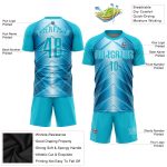 Custom Aqua Blue Soccer Jersey - Sky Blue Sublimation Uniform for Teams Custom Sky Blue Aqua Blue-White Sublimation Soccer