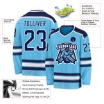 Custom Sky Blue Hockey Jersey - Navy and White Sports Apparel for Men and Women Custom Sky Blue Navy-White Hockey Jersey
