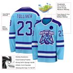 Sky Blue Purple White Custom Hockey Jersey - Personalized Team Apparel Custom Sky Blue Purple-White Hockey Jersey