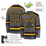 Custom Steel Gray Black Gold Hockey Jersey - Personalized Team Apparel Custom Steel Gray Black-Gold Hockey Jersey