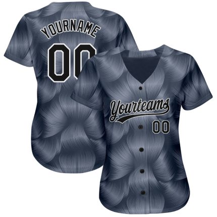 Custom 3D Pattern Baseball Jersey in Steel Gray Black-White Design - Authentic Style Custom Steel Gray Black-White 3D Pattern