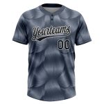 Custom Softball Jersey Two-Button Unisex Gray Black-White Soft Fabric Custom Steel Gray Black-White Two-Button Unisex Softball